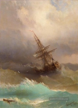  Wellen Kunst - Ivan Aiwasowski Schiff im stürmischen Meer Meereswellen
